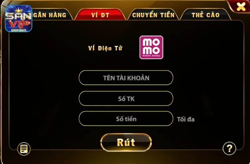 Rút qua ví điện tử